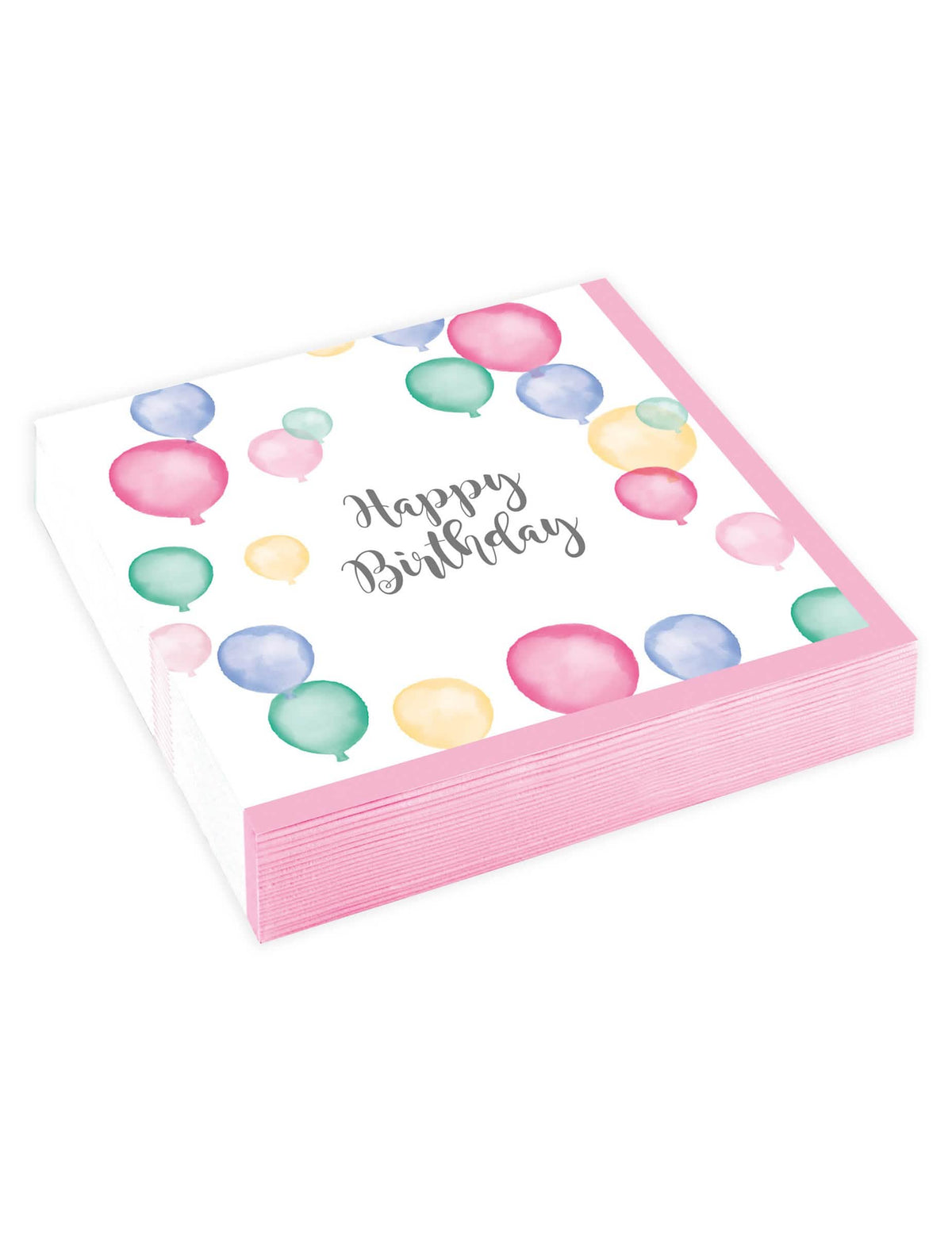 șervețele de hârtie Happy Birthday baloane pastel pentru petrecere albe și roz cu motive acuarelă