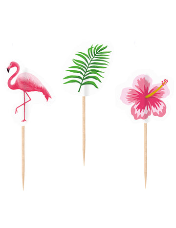 20 de ornamente decorative din lemn cu tematică tropicală, paradis flamingo