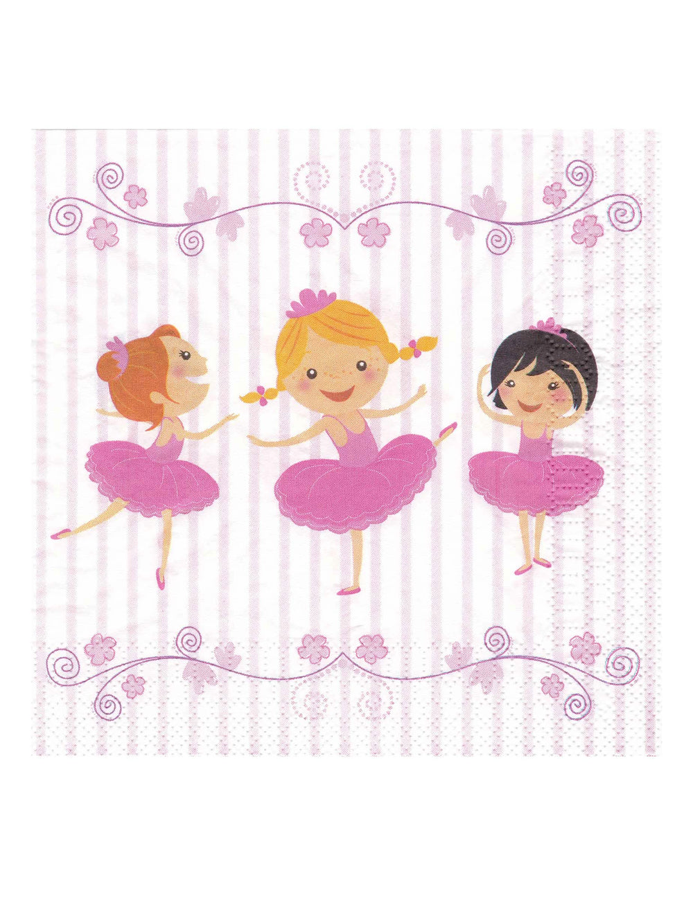 șervețele de hârtie ballerines pentru copil roz și alb cu dungi