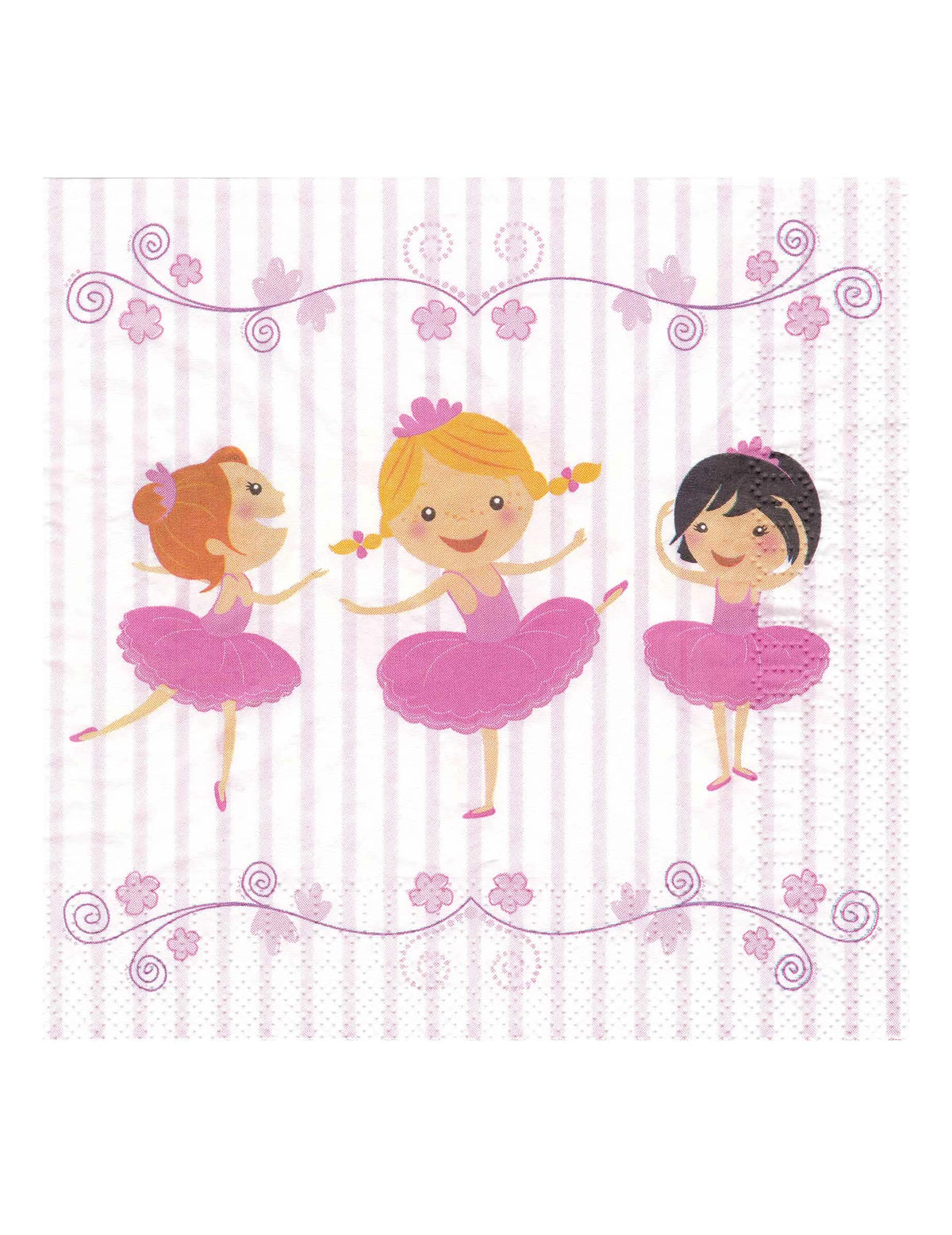 șervețele de hârtie ballerines pentru copil roz și alb cu dungi