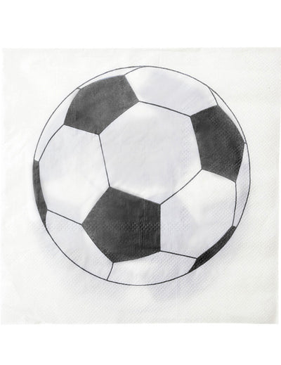 Serviettes en papier ballon football blanc et noir lot de 20