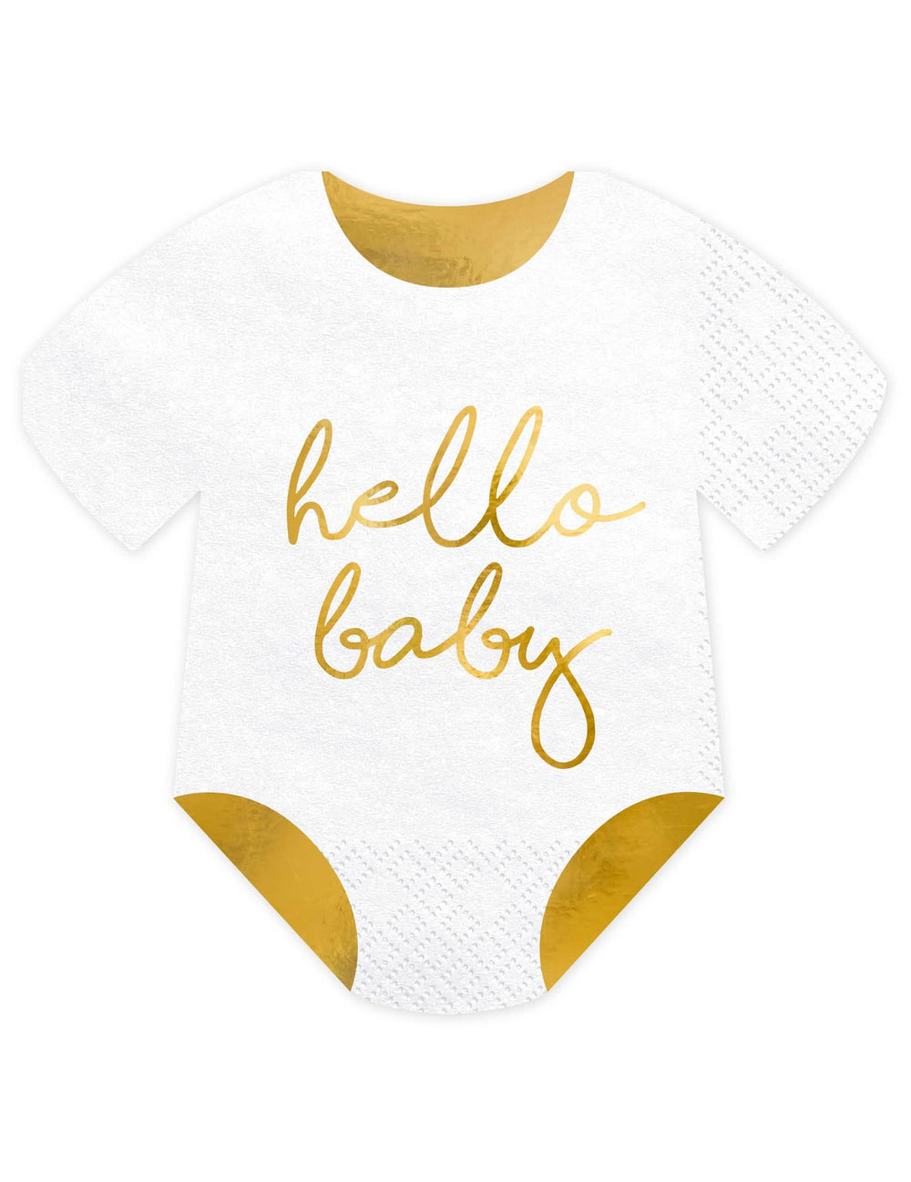 șervețele de hârtie body Hello Baby pentru baby shower alb și auriu