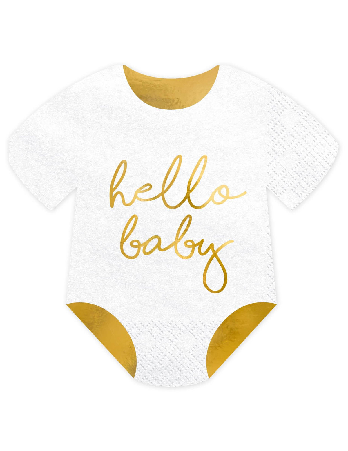 șervețele de hârtie body Hello Baby pentru baby shower alb și auriu