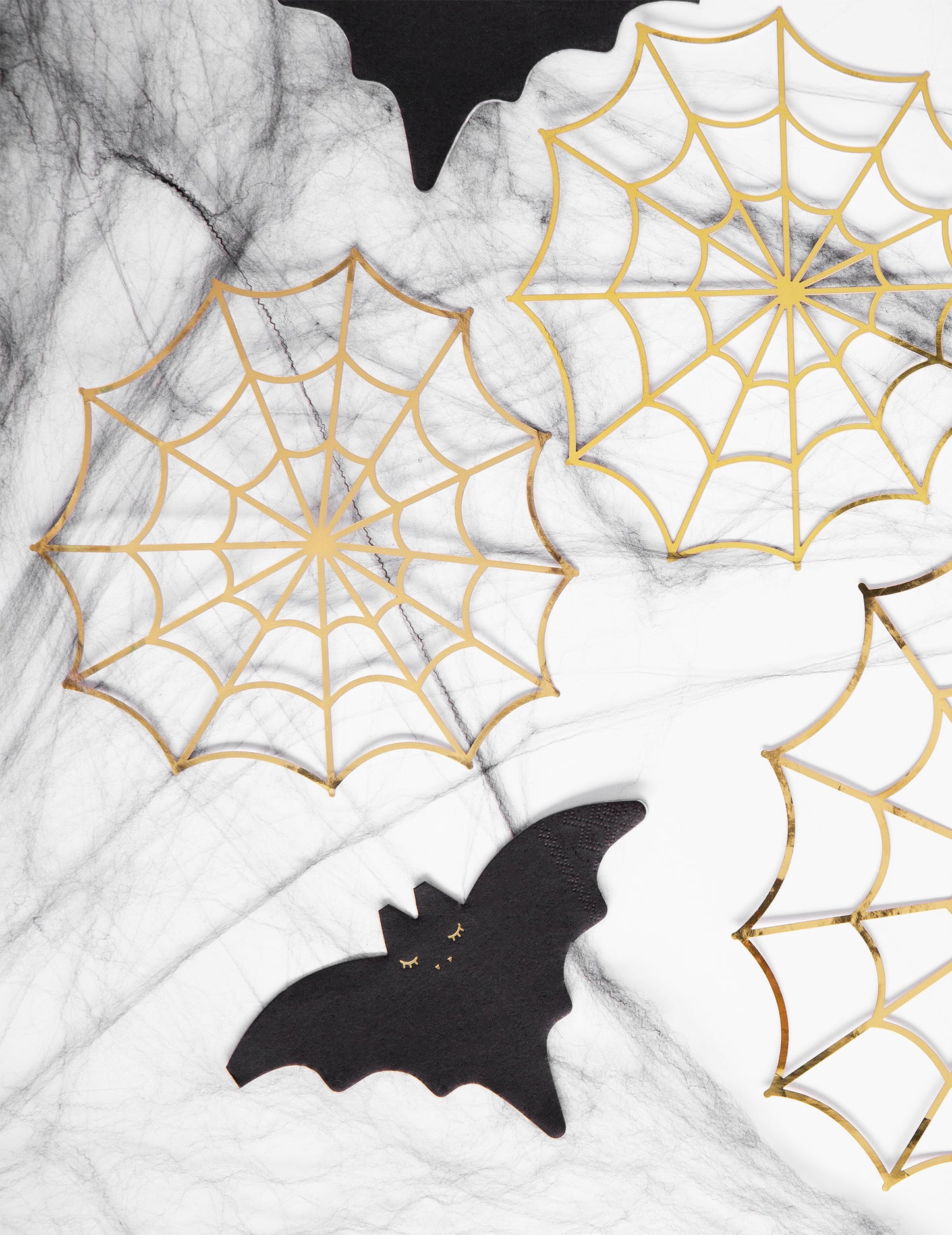 20 șervețele de hârtie negre și aurii în formă de liliac, 16 x 9 cm pentru Halloween