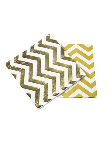 20 șervețele de hârtie cu model chevron auriu, 33 x 33 cm şic