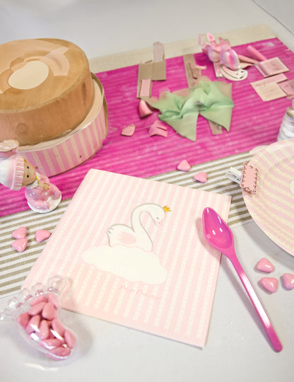 20 șervețele de hârtie roz cu lebede, model prințesă mică, 33 x 33 cm