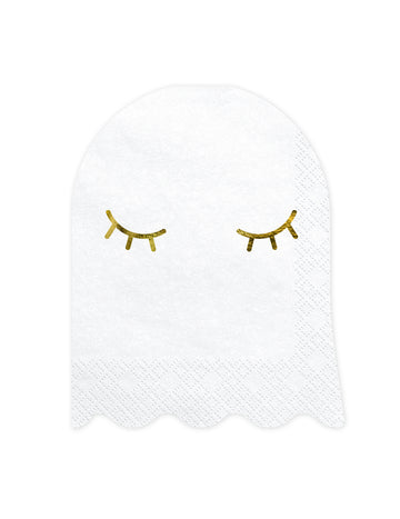 20 șervețele de hârtie fantomă albe și aurii 11 x 14 cm pentru Halloween