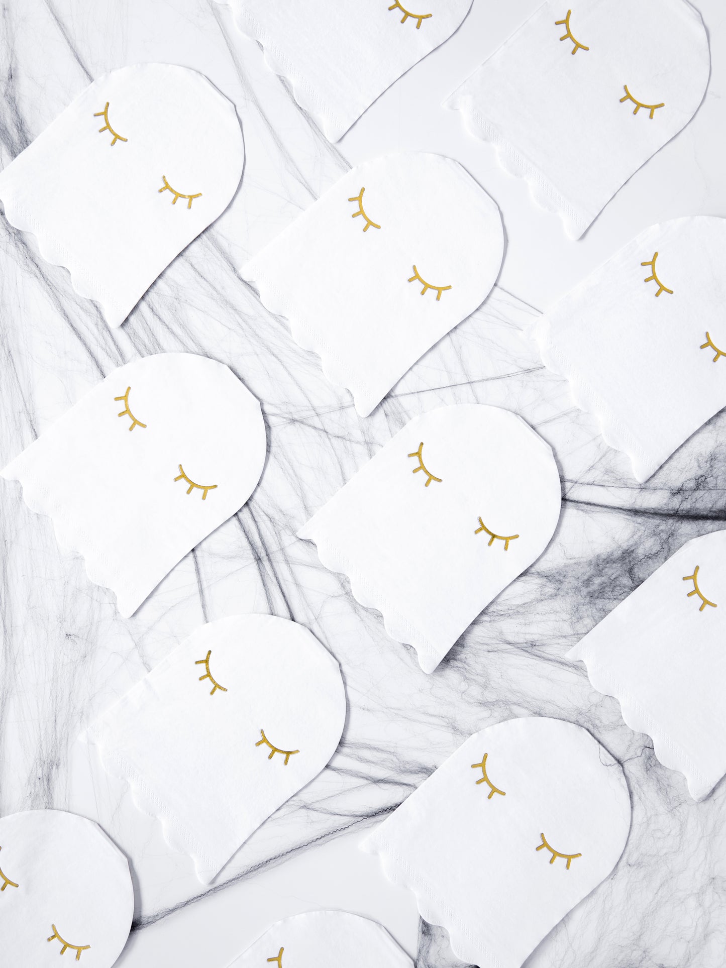 20 șervețele de hârtie fantomă albe și aurii 11 x 14 cm pentru Halloween