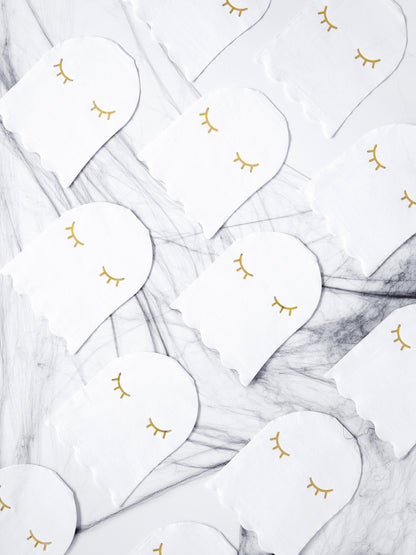 20 șervețele de hârtie fantomă albe și aurii 11 x 14 cm pentru Halloween