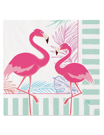 20 șervețele de hârtie pentru petrecere cu flamingo, 33 x 33 cm tropical