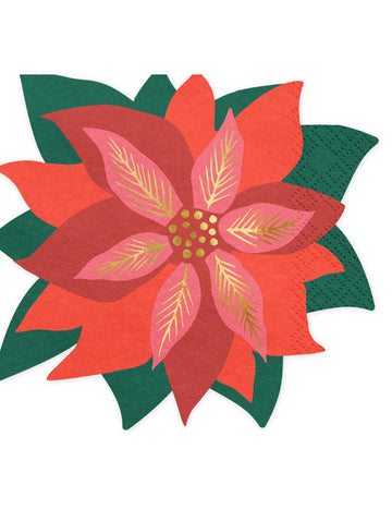 20 șervețele de hârtie cu flori de Crăciun și poinsettia, 15,5 x 14,5 cm cm