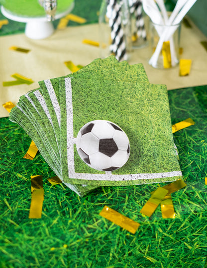 20 de șervețele din hârtie Football Party 33 x 33 cm teren de fotbal 