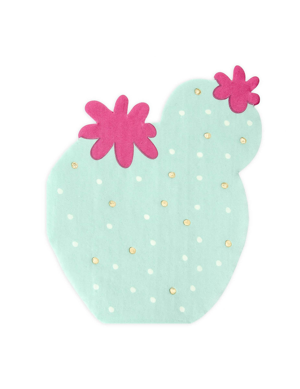 șervețele de hârtie cactus mentă și fuchsia cu flori și puncte aurii