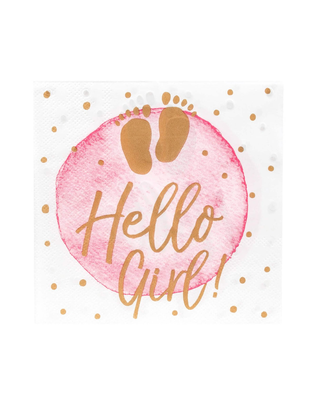 șervețele de hârtie hello girl pour baby shower roz și auriu