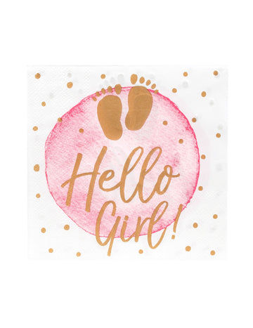 20 Hello Girl Girl Pink and Gold Paper Prosoape 33 x 33 cm