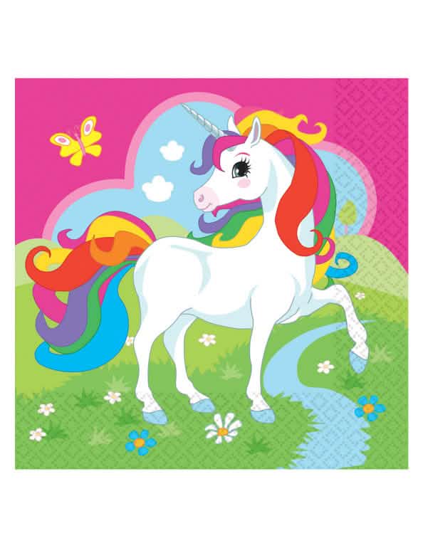 șervețele de hârtie unicorni multicolor cu motiv de unicorni albi și arc-en-ciel