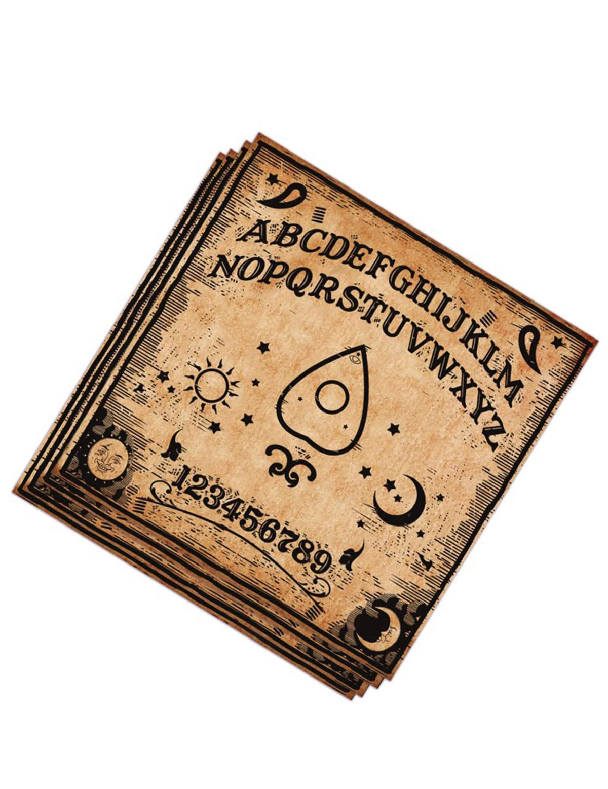șervețele de hârtie Ouija pentru petrecere maro și negru efect pergament