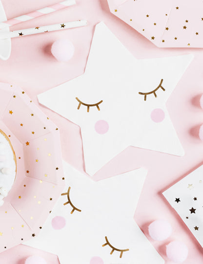 20 șervețele în hârtie de stea albă mică 16 x 16 cm