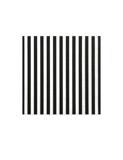 Serviettes en papier rayées pour fête noires et blanches