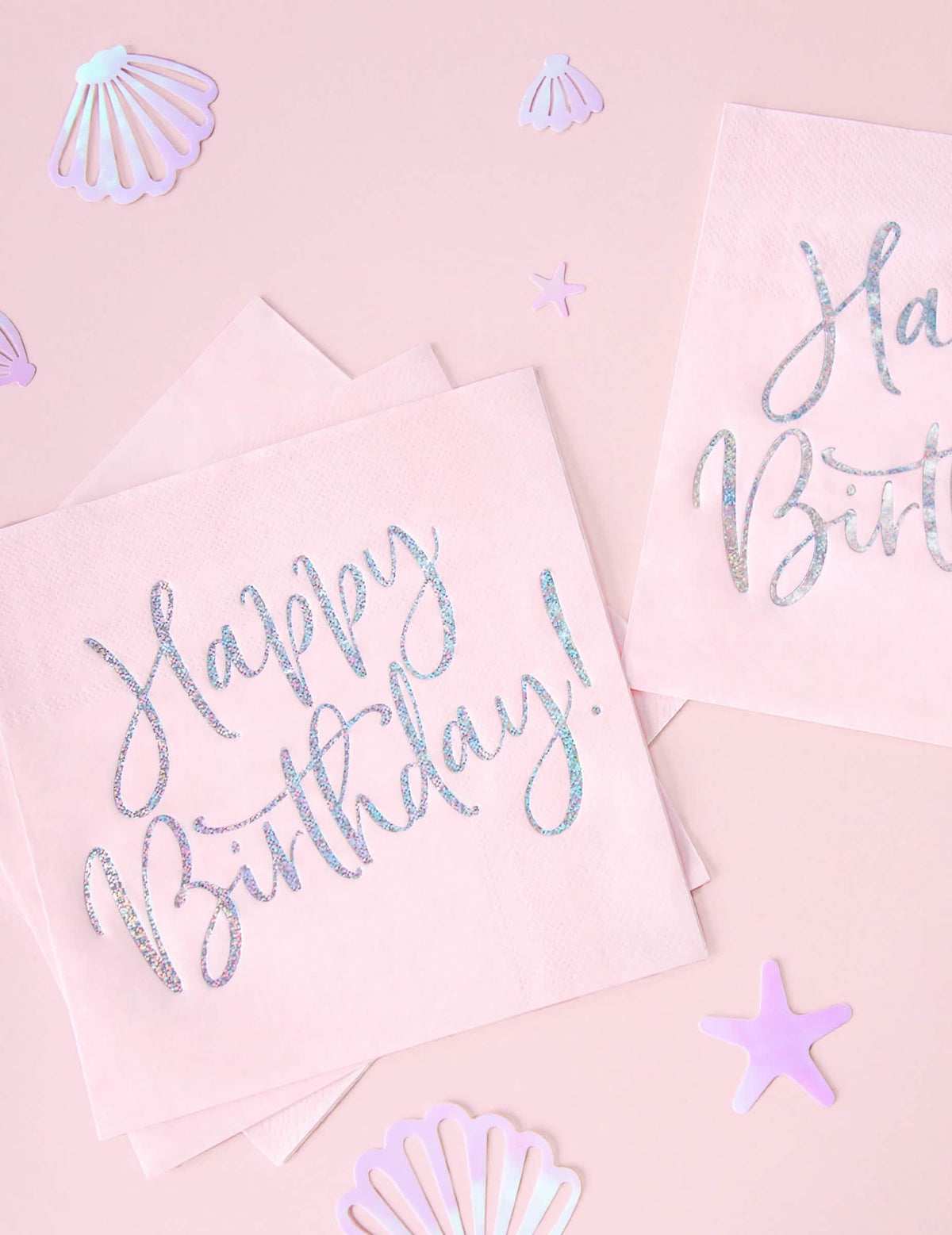 șervețele de hârtie Happy Birthday pentru petrecere, roz și irizate