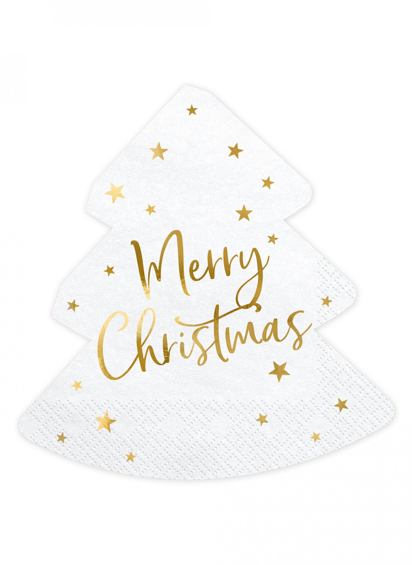 20 șervețele de hârtie cu un model de brad de Crăciun vesel, alb și auriu, 16,5 cm decorativ