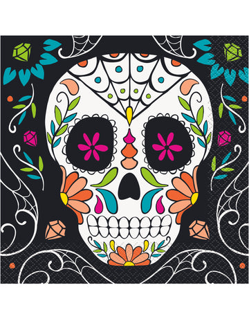 Șervețele de hârtie cu model de cranii, 20 de Zile ale Morților, 33 x 33 cm cm decorat