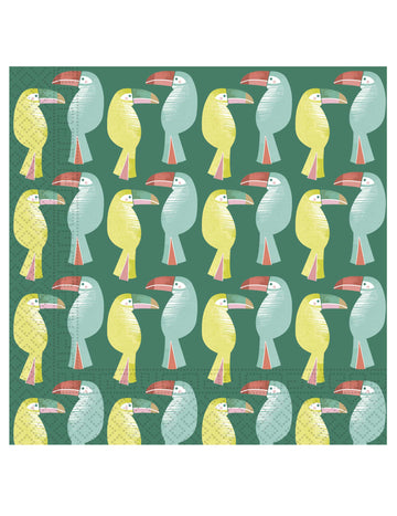 20 șervețele de hârtie cu tucani tropicali, 33 x 33 cm temă junglă