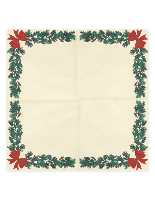 20 șervețele Ghirlandă de Crăciun bej 33 x 33 cm