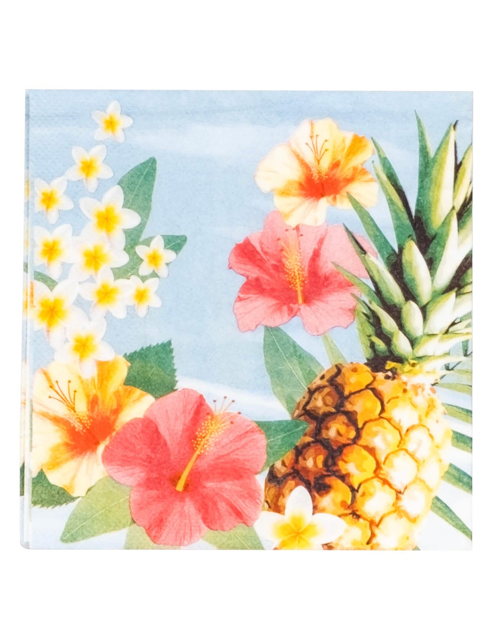 Șervețele Hawaii party pentru petrecere albastru cu motive ananas și flori de hibiscus