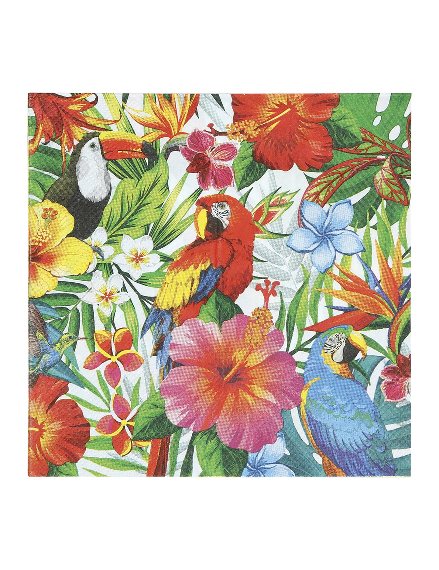 Serviettes oiseaux tropicaux pour fête multicolores avec toucan et perroquets
