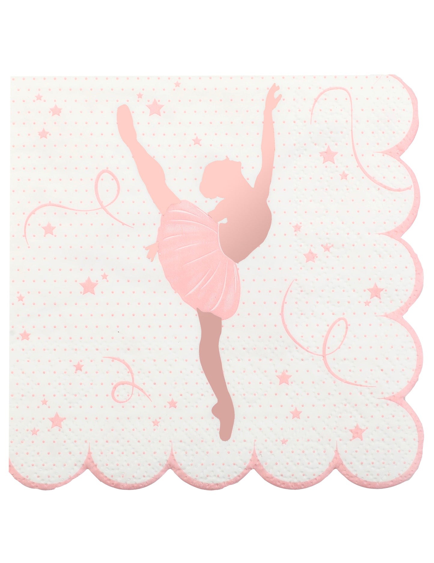 20 șervețele de hârtie cu balerine, 25 x 25 cm cm auriu-roz dantelat