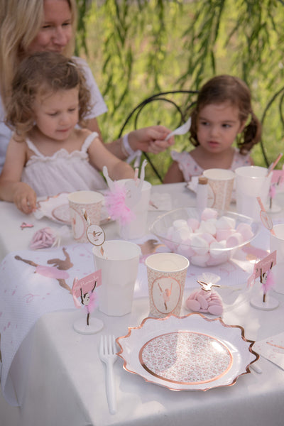 20 șervețele de hârtie cu balerine, 25 x 25 cm cm auriu-roz dantelat