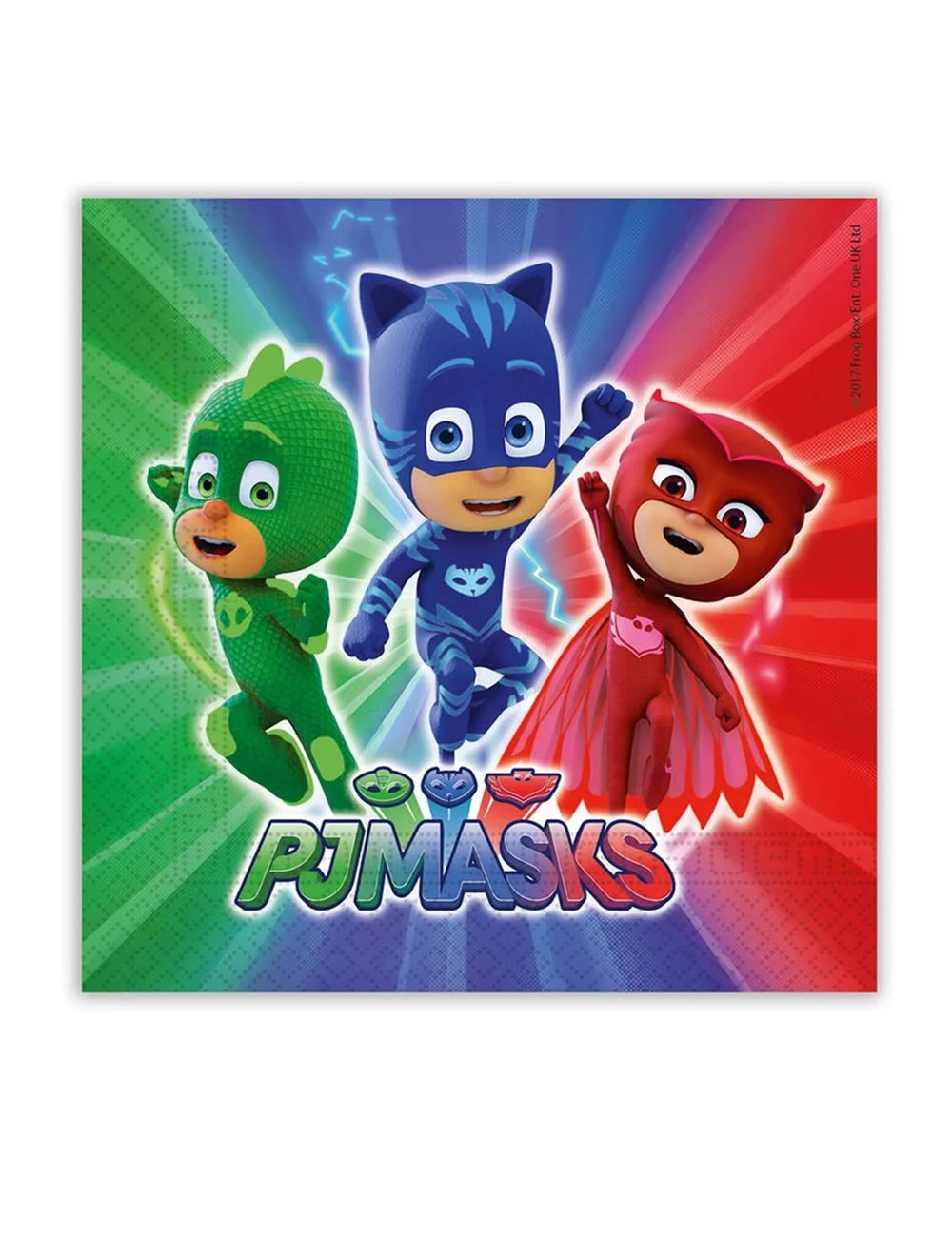 Serviettes Pyjamasques pour enfant multicolores avec Yoyo Bibou et Gluglu