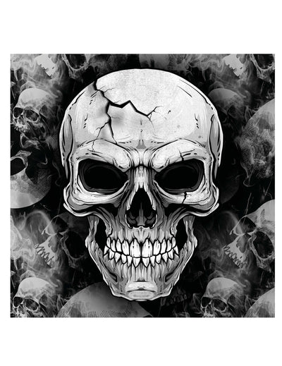 Serviettes tête de mort grises et noires avec motif de crâne craquelé et effet fumé