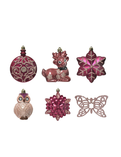 20 de agățători roz pentru brad - Crăciun feeric 7 cm 