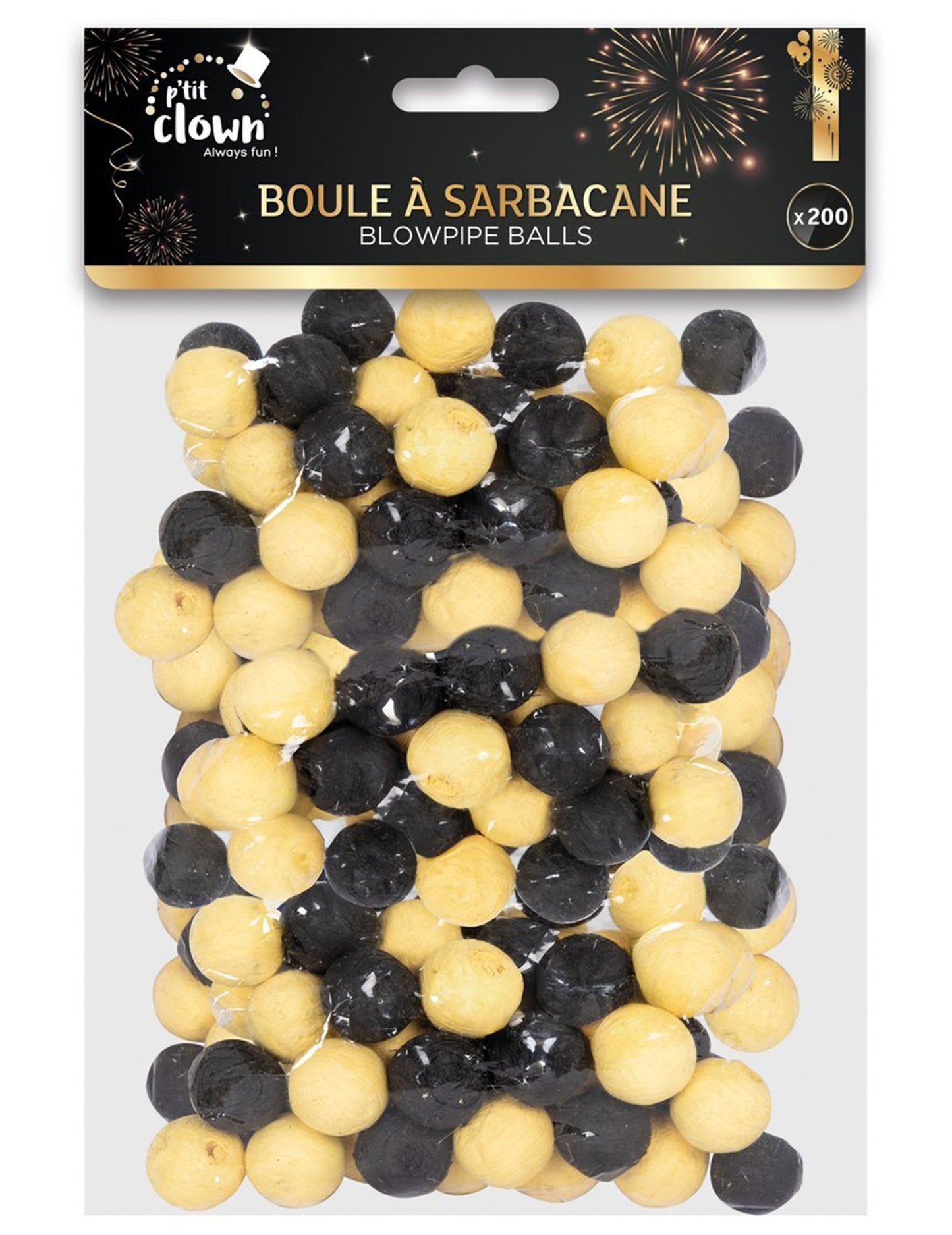 200 bile pentru sarbacană negre și aurii 