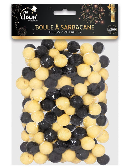 200 bile pentru sarbacană negre și aurii 