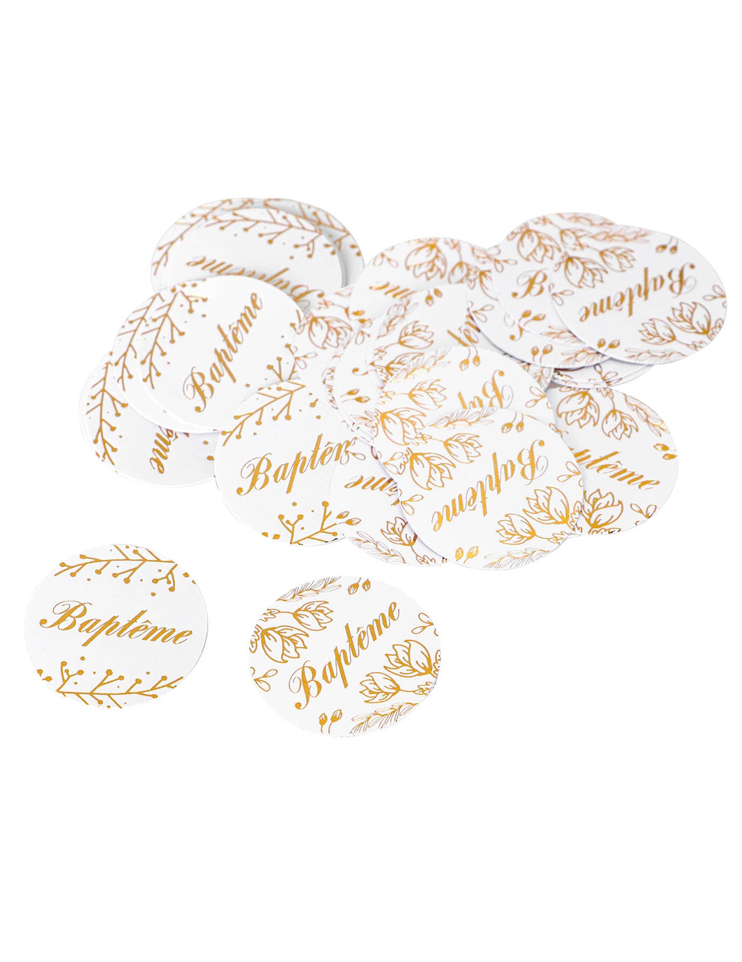 24 Botez de confetti cu flori de aur 2,8 cm