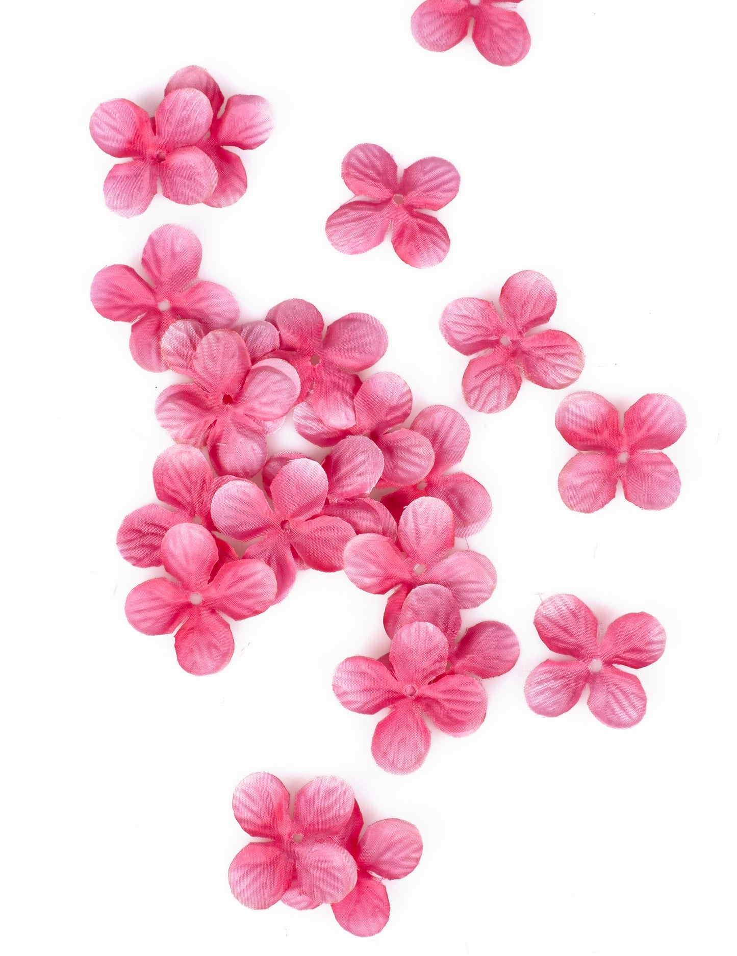 24 decorațiuni de masă cu petale de floare fuchsia 3 cm material textil