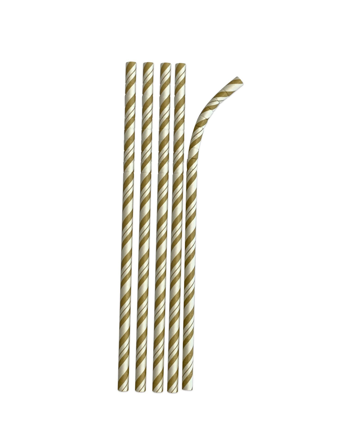 Pailles en carton flexibles à rayures pour fête dorées