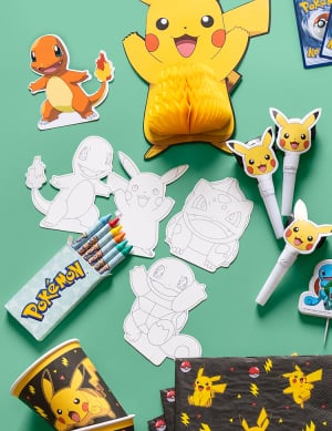 Vue d'ensemble des accessoires et coloriages des 24 Petits cadeaux Pokémon