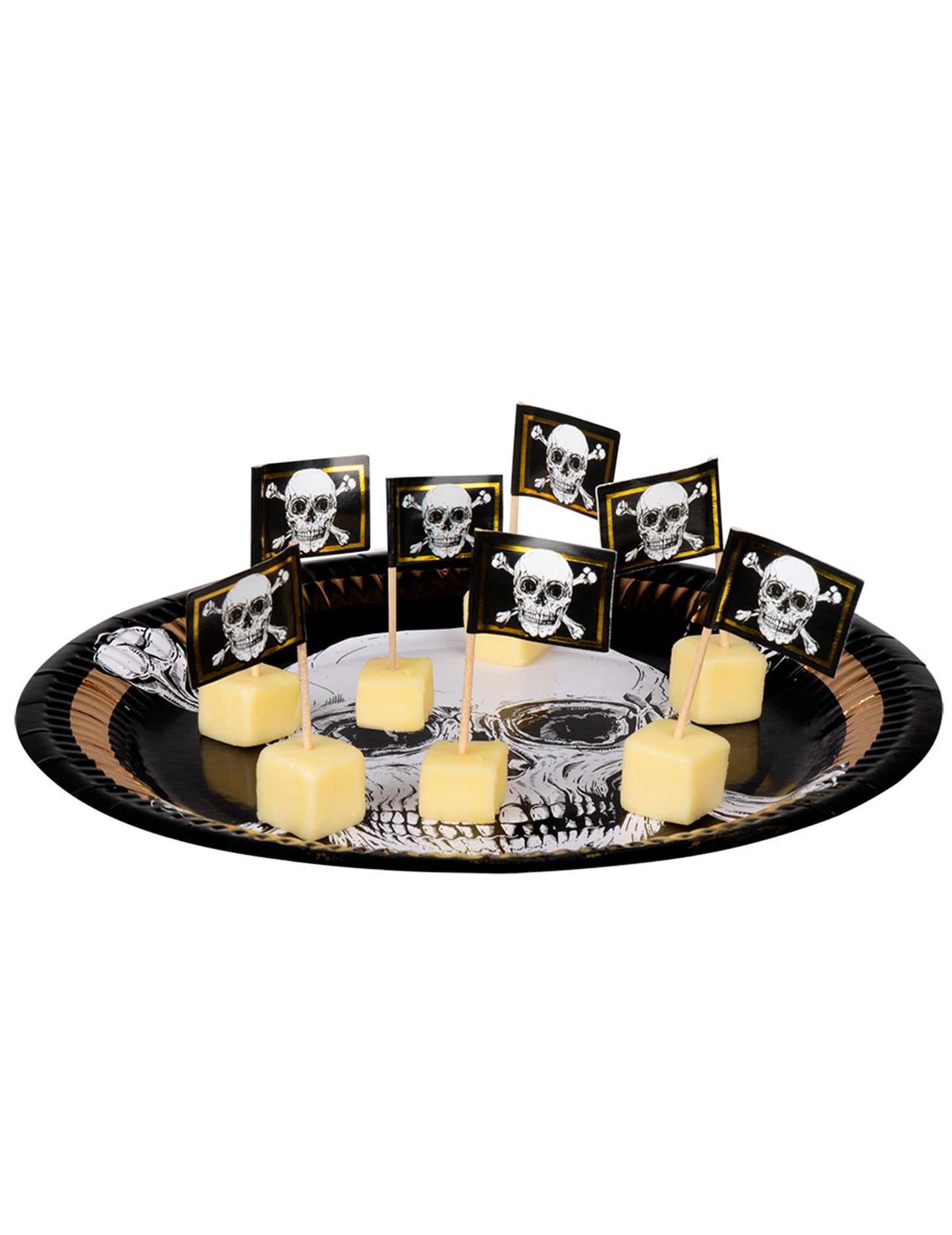 24 Vârfuri de lemn Pirate Flag Jolly Roger 7 cm