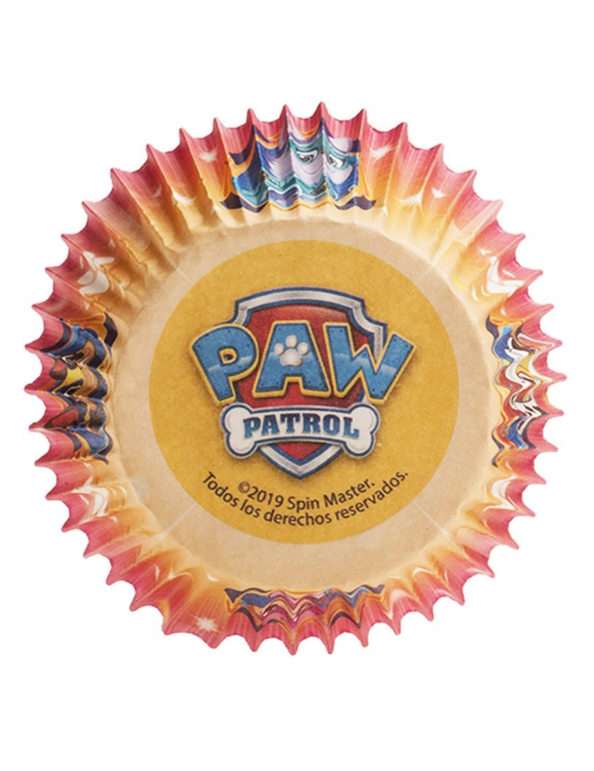 Vue du dessous des moules à cupcakes en papier Pat Patrouille