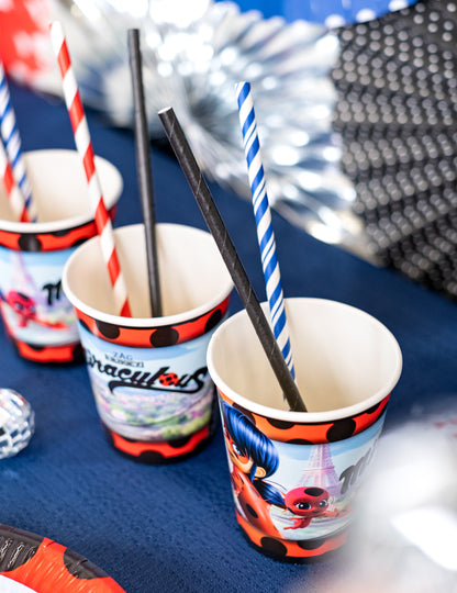 25 paie negre de hârtie 20 cm pentru cocktailuri