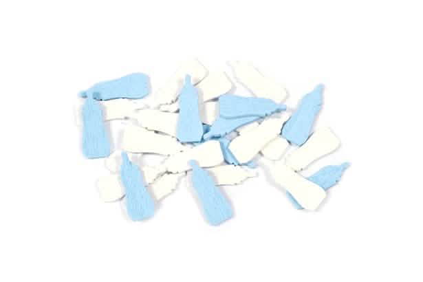 confetti de masă formă biberon pentru baby shower albastru ciel și alb