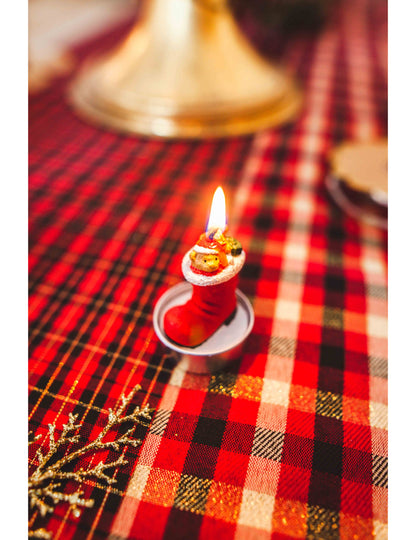 3 lumânări cu ghete de Moș Crăciun și ursuleț de pluș, 5,5 x 3,5 cm