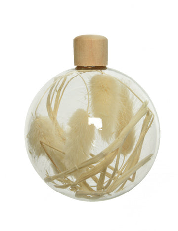 3 bile de sticlă cu ierburi uscate 8 cm decor elegant