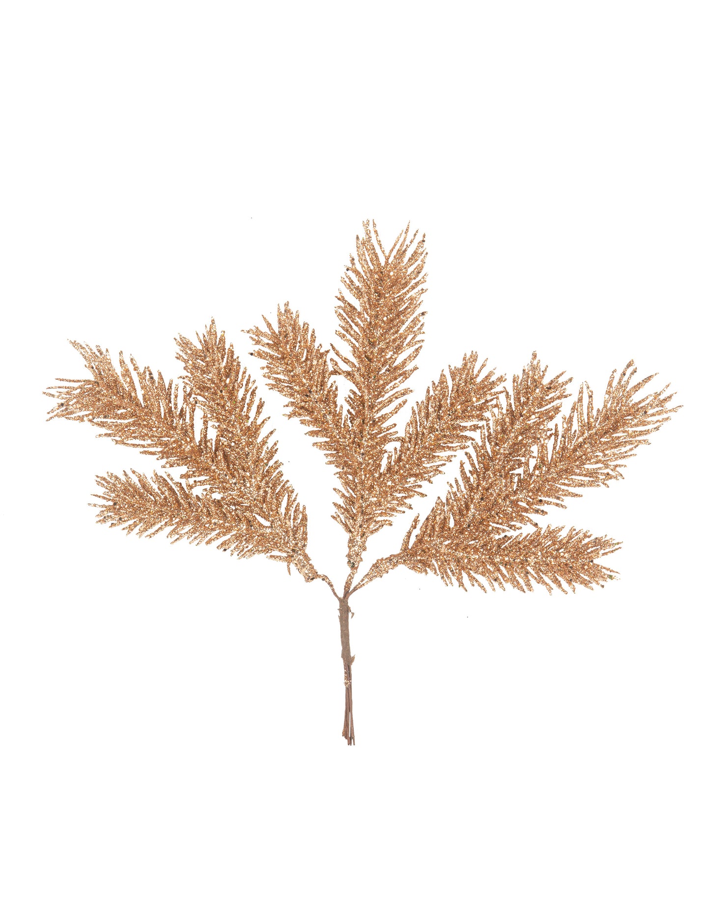 3 crengi de brad cu sclipici auriu-roz 17 cm pe tulpină