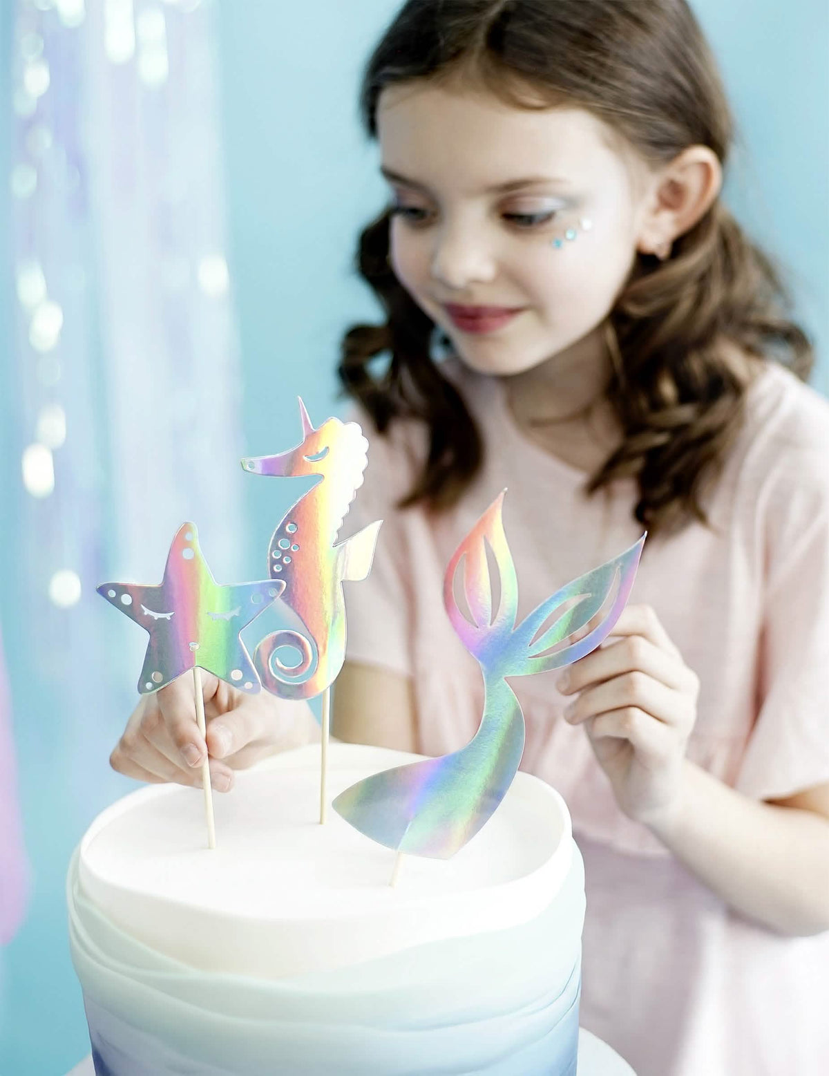 Mise en situation sur un gâteau du cake toppers sirène