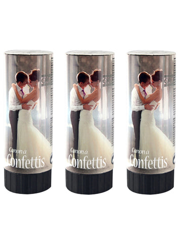 3 tunuri de confetti albe 10,5 cm pentru nuntă 